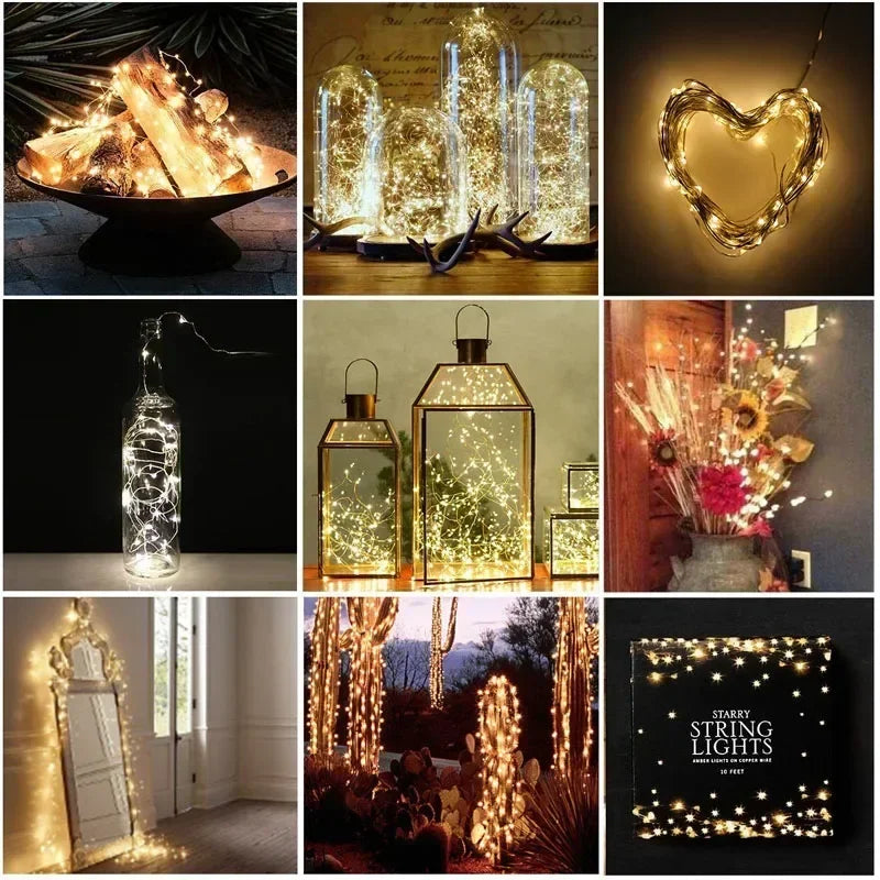 LED Fairy Lights Battery Operated | Waterproof Silver Wire Firefly Starry Lights