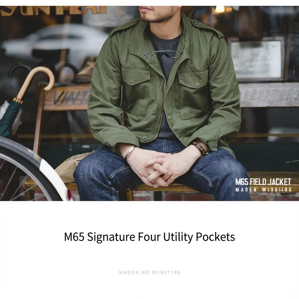 Retro M65 Jacket for Men – Green Outdoor Windbreaker