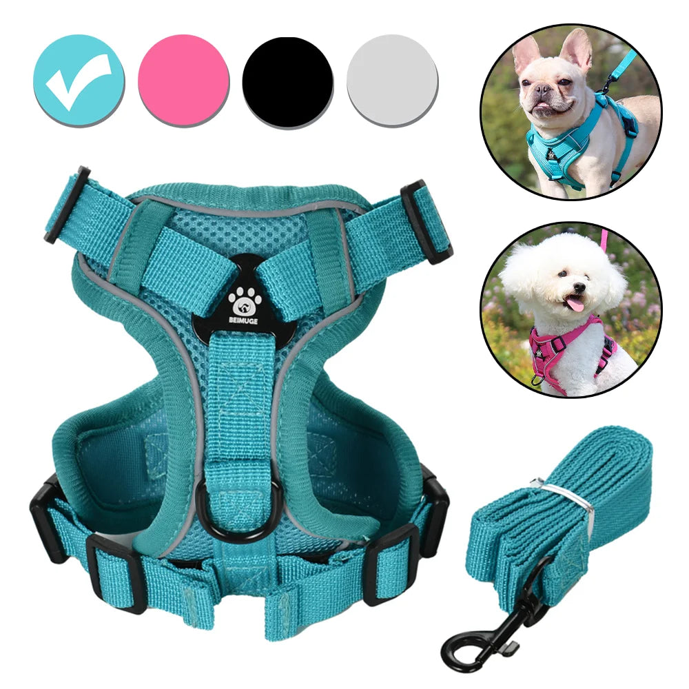 Reflective Dog Harness & Leash Set – Breathable Vest for Small & Medium Dogs and Cats-