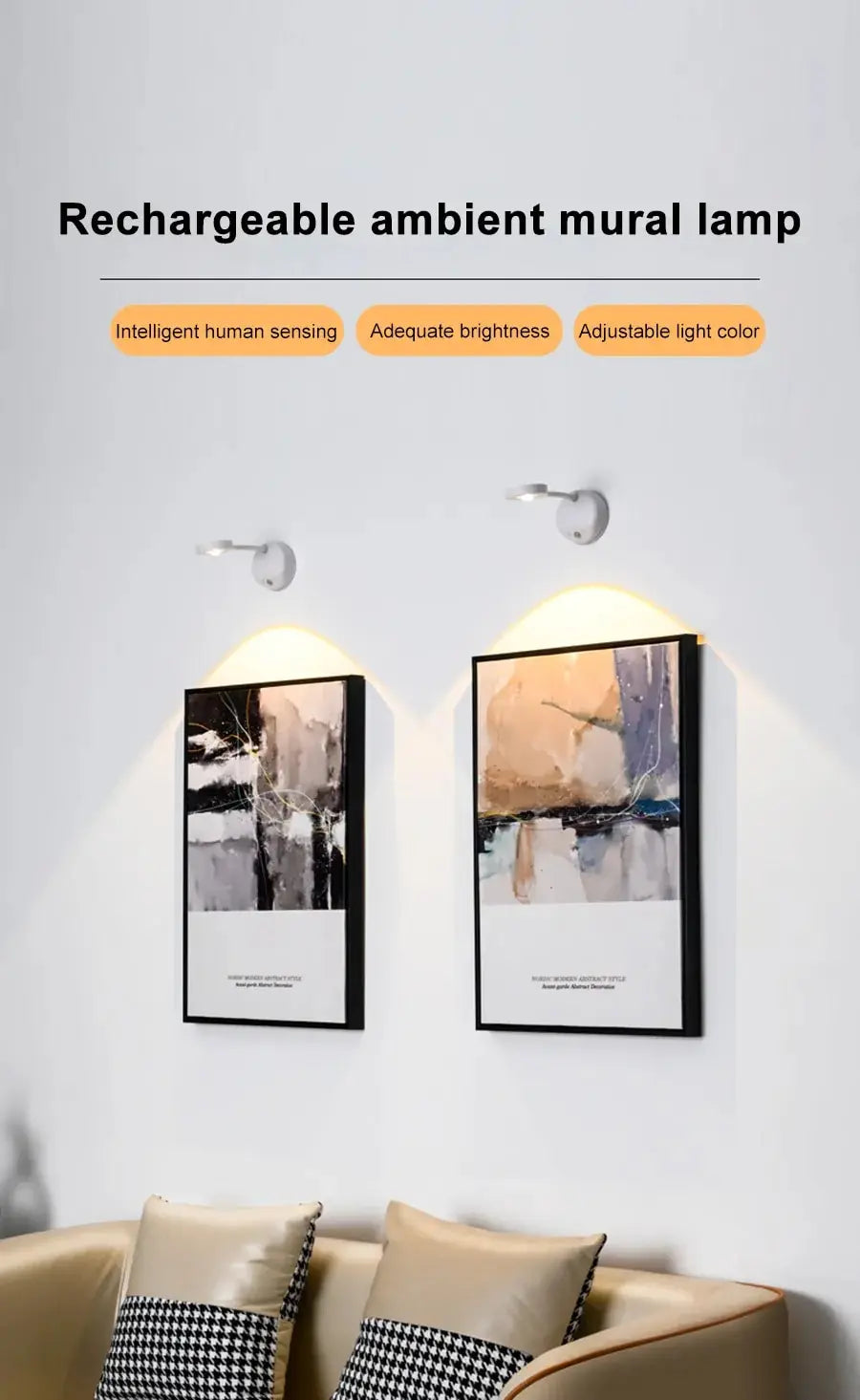 Wireless USB LED Motion Sensor Night Light – Wall Lamp for Bedroom & Living Room