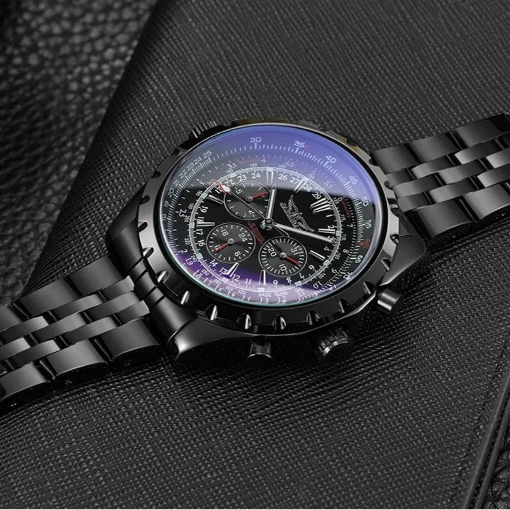 Jaragar Men's Automatic Skeleton Watch – Stainless Steel Mechanical Timepiece
