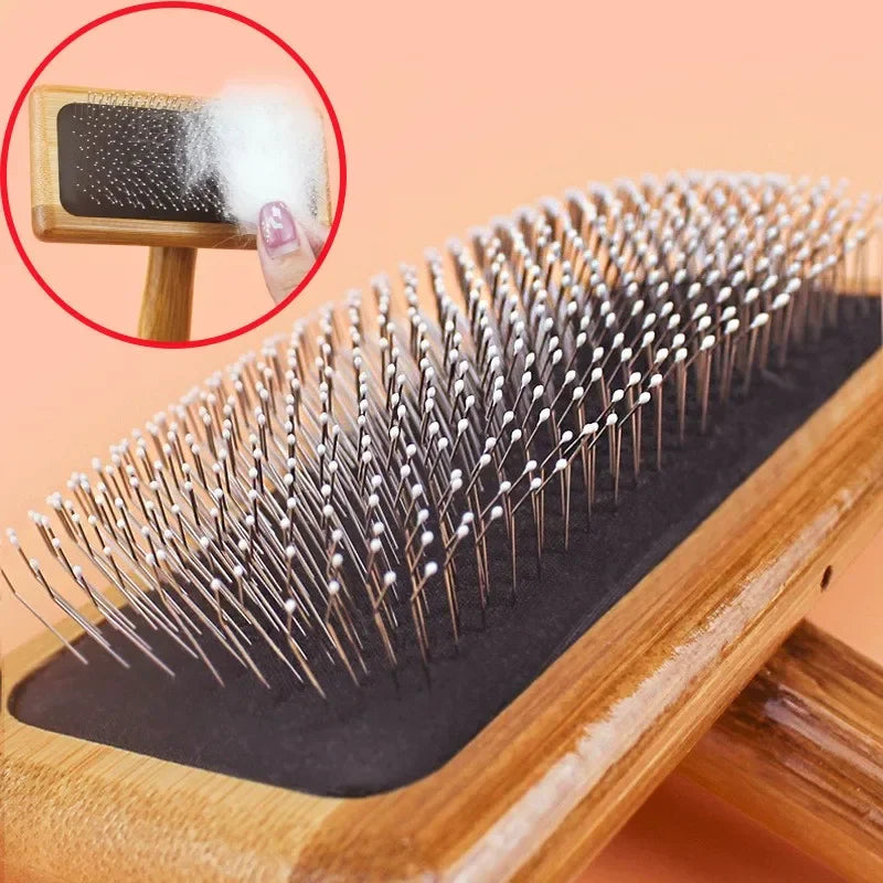 Wooden Dog & Cat Grooming Brush – Detangling Comb & Massage | Small, Medium, Large