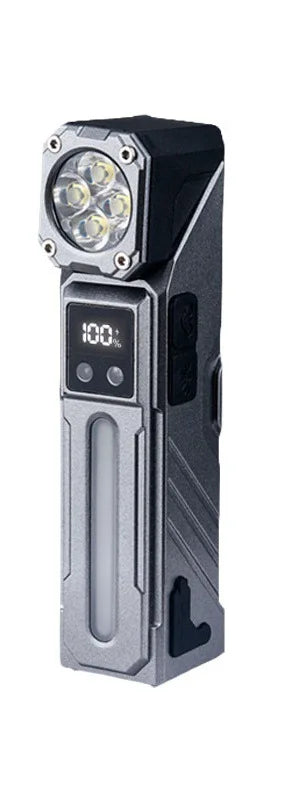 GUIG KH-T130 Multifunctional Rechargeable LED Torch – Digital Display, RGB Side Light, USB-C