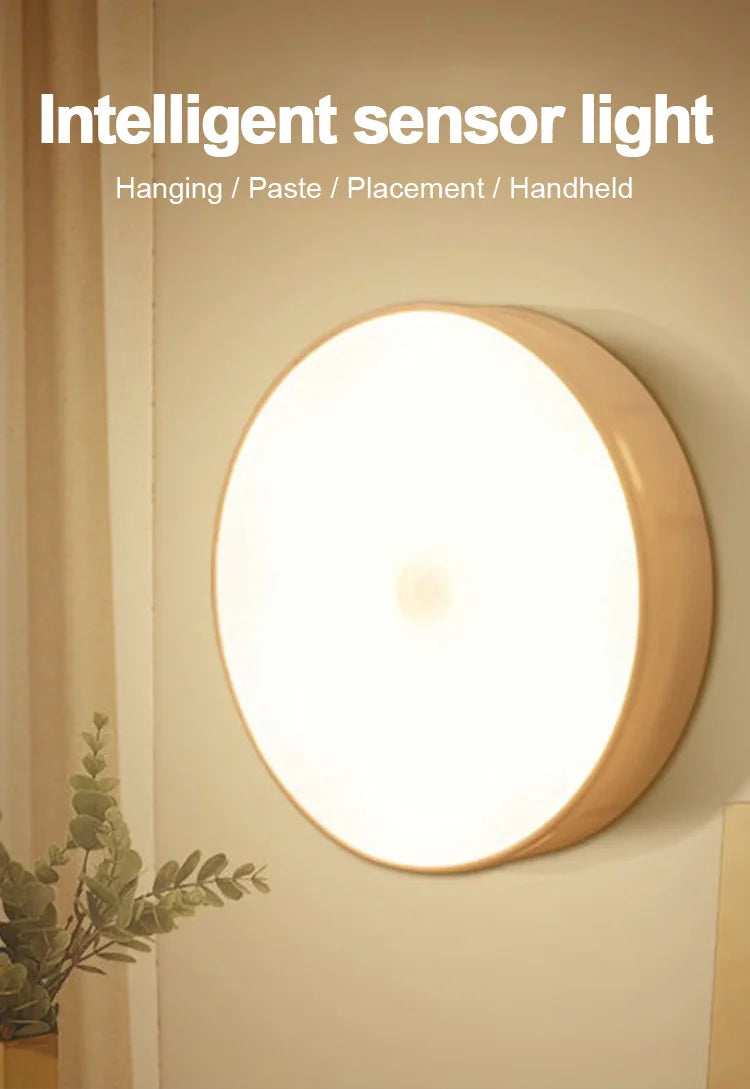 Wireless Motion Sensor Night Light – USB Rechargeable LED Puck Light