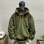 Men's Retro Solid Colour Hoodie — Casual Fleece Pullover (L–4XL)