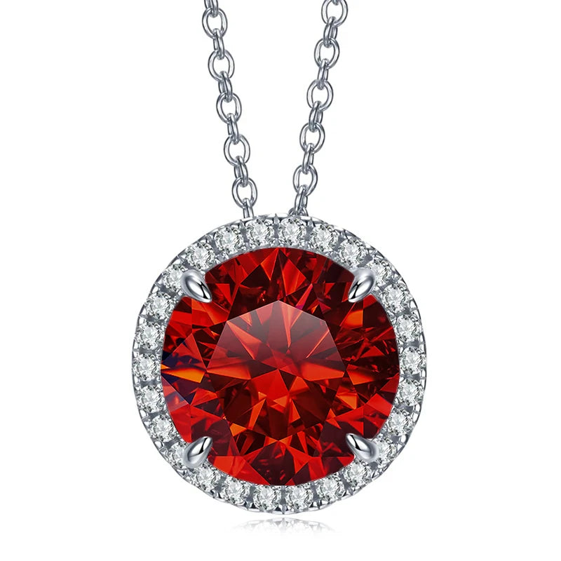 Joyce Jelly S925 Sterling Silver Moissanite Necklace – 5CT 11mm Coloured Gemstone Pendant
