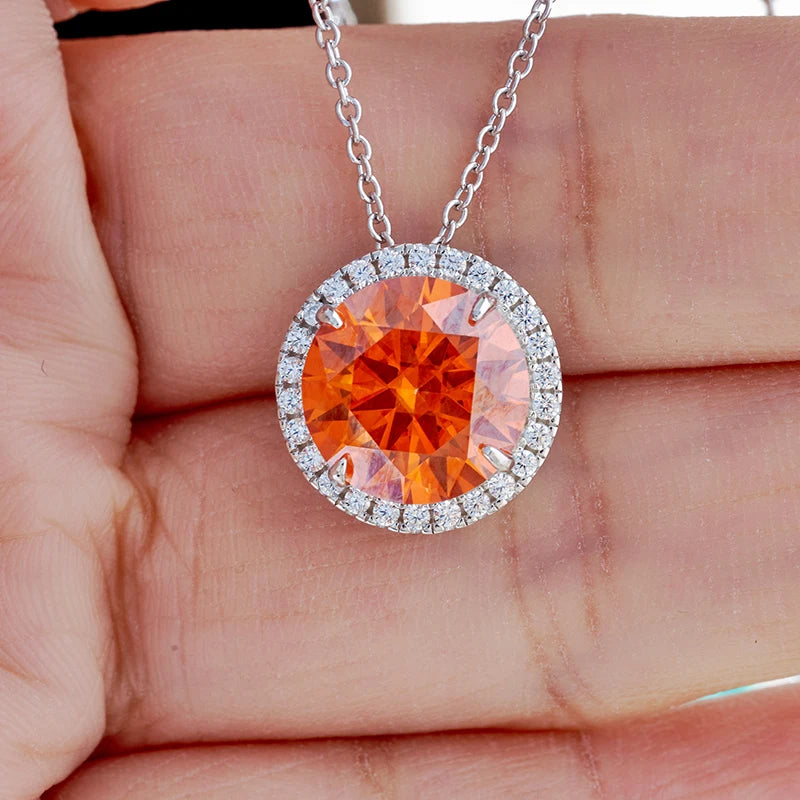 Joyce Jelly S925 Sterling Silver Moissanite Necklace – 5CT 11mm Coloured Gemstone Pendant