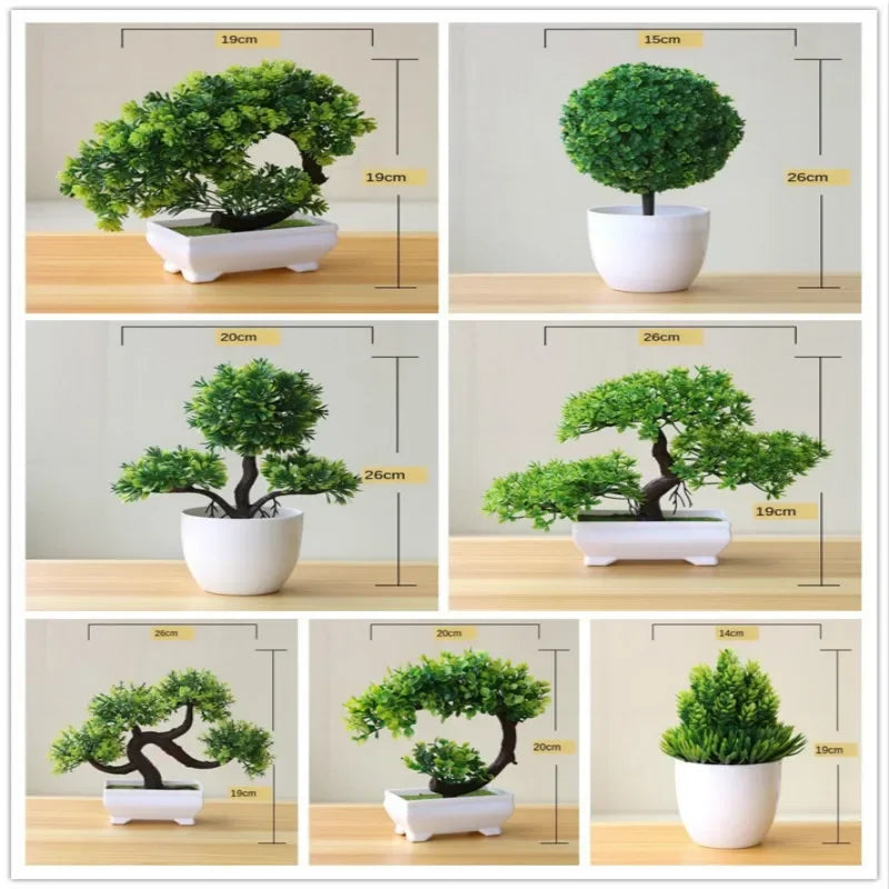 Artificial Plants Potted Bonsai Green Small Tree Plants