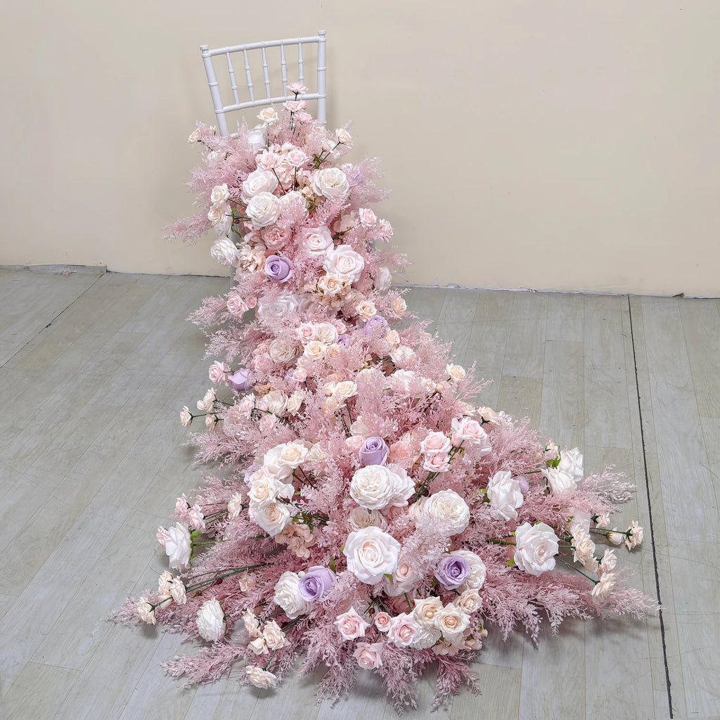 Artificial Mixed Rose & Hydrangea Flower Row – Wedding Backdrop & Event Wall Décor