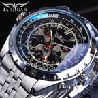 Up close silver High End Mans watch