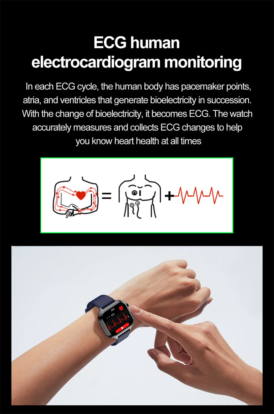 Medical Grade ECG & PPG Smart Watch | Blood Sugar, BMI, Uric Acid & Bluetooth Calling