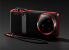 Black and red Xiaomi camera with Leica branding on a dark background