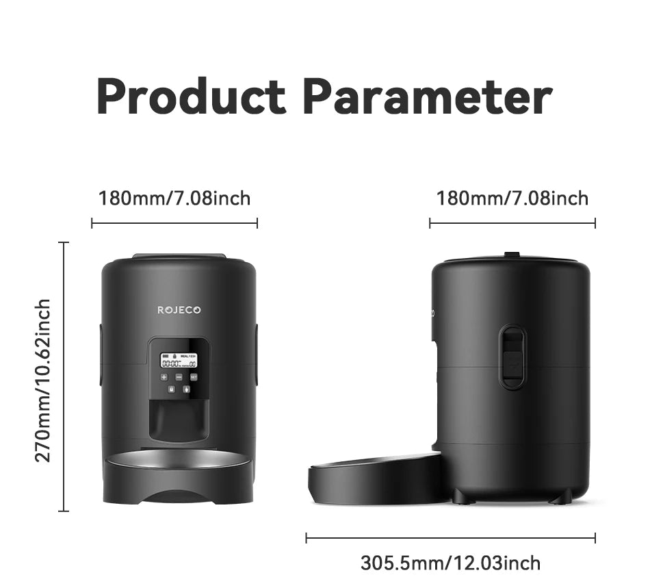 ROJECO 2L Automatic Pet Feeder – Smart Timed Cat & Dog Food Dispenser (Button & WiFi Versions)