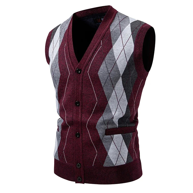 Men's Knitted Wool Vest Cardigan