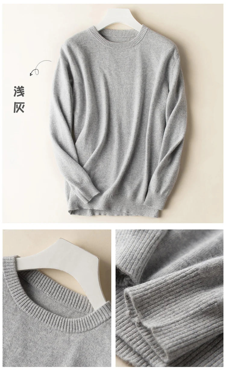 Men's Classic Cashmere Cotton Pullover Sweater – V-Neck & O-Neck