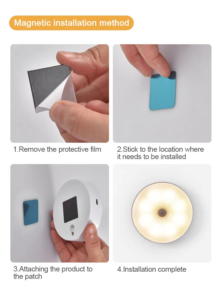Wireless Motion Sensor Night Light – USB Rechargeable LED Puck Light