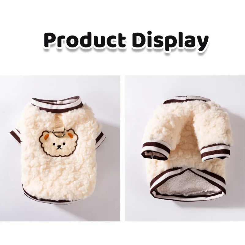 Plush Animal Dog Hoodie – Soft Autumn & Winter Pet Pullover | XS–XL