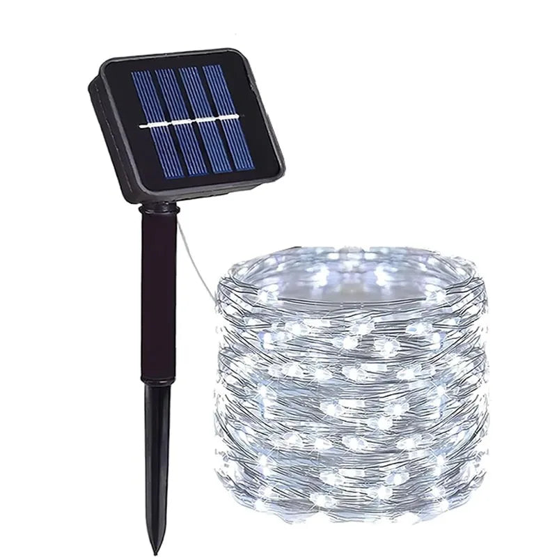 Solar Copper Wire Fairy Lights – IP65 Waterproof, Auto On/Off, 8 Modes