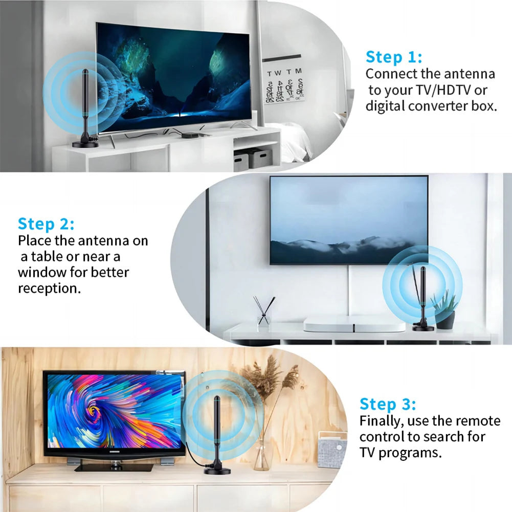 4K HD TV Antenna 500 Mile Long-Range Amplified Digital Antenna DVB-T2 Indoor Outdoor