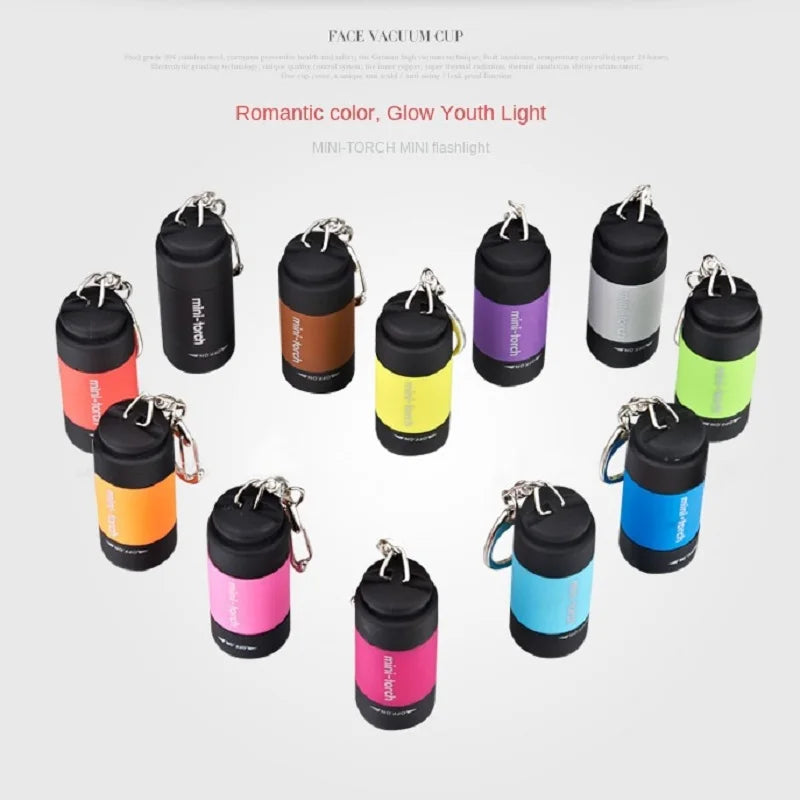 LED Micro Pocket Keychain Flashlight – USB Rechargeable & Waterproof | Black, Yellow, Red-