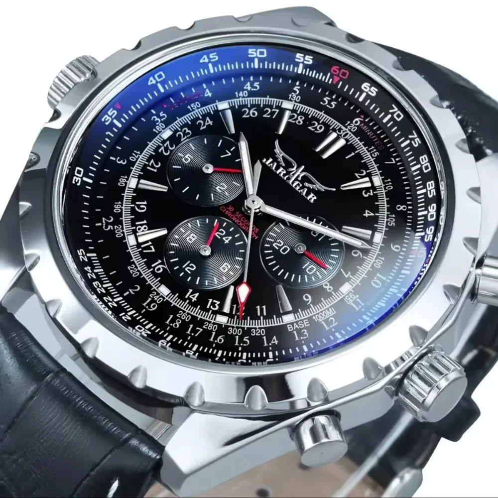 Jaragar Men's Automatic Skeleton Watch – Stainless Steel Mechanical Timepiece