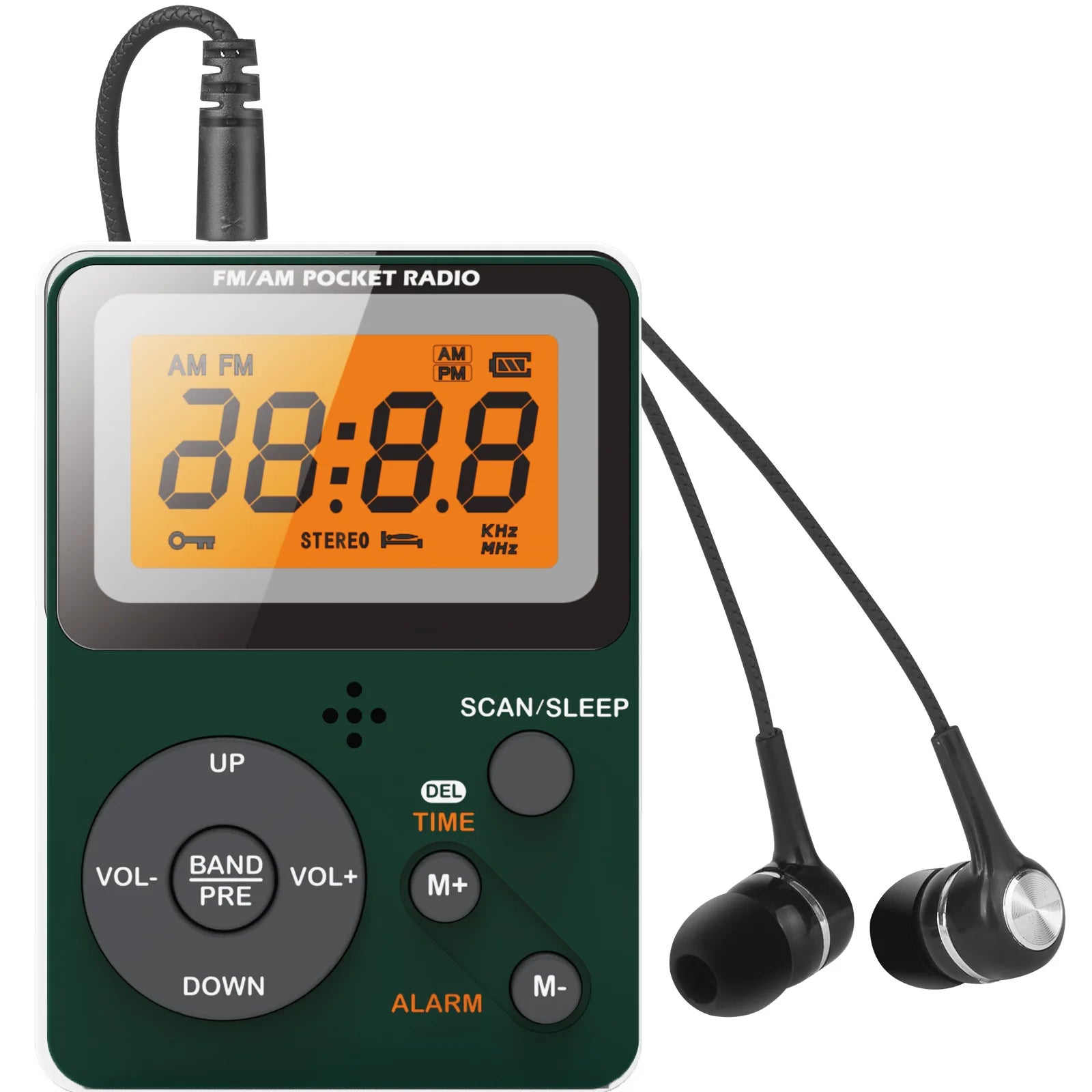 Portable AM/FM Digital Stereo Radio – 2 Band with LCD Screen, Built-In Speaker & Headphones