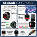 Medical Grade ECG & PPG Smart Watch | Blood Sugar, BMI, Uric Acid & Bluetooth Calling