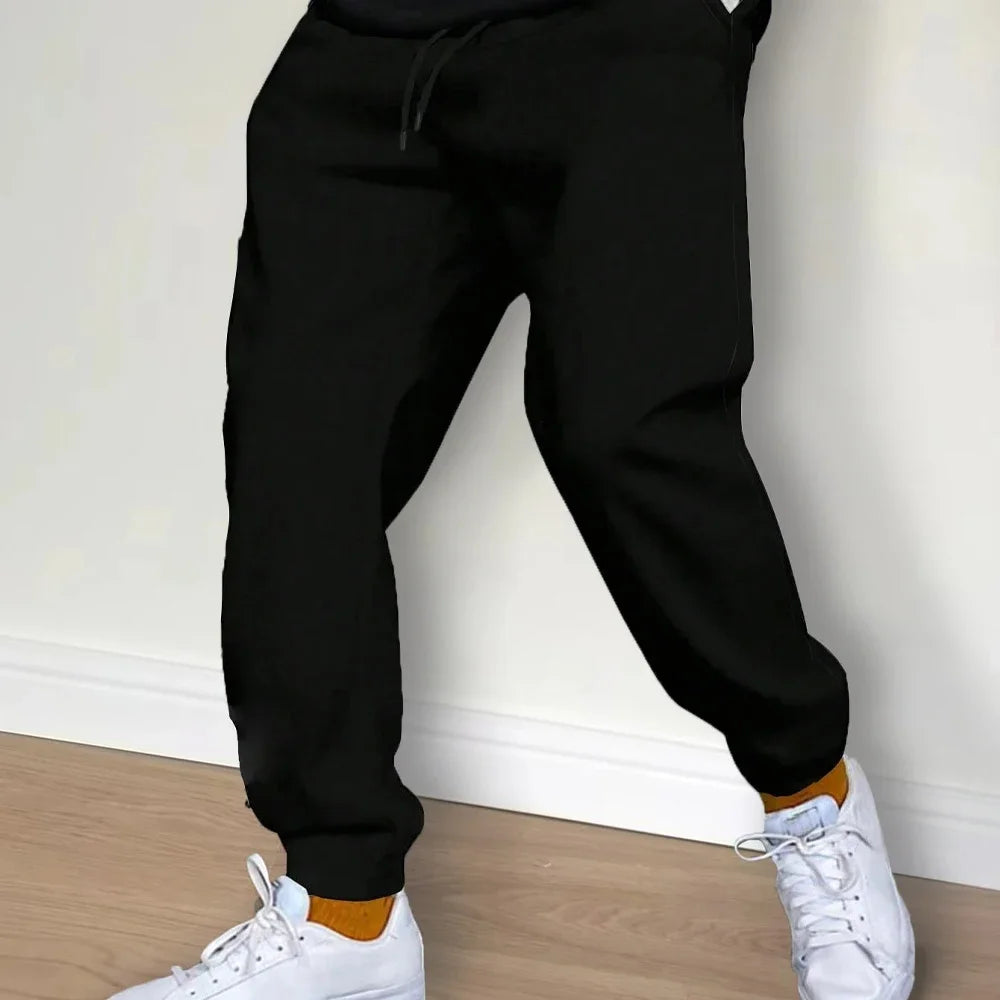 Mens Casual Pants Autumn Winter Fleece Sweatpants-