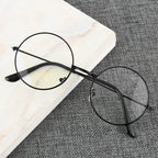 Retro Round Blue Light Blocking Glasses – Silver, Black & Gold