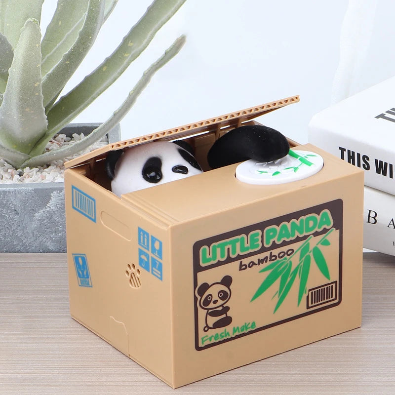 Animal Coin Stealing Piggy Bank | Kids Money Box — Cat & Panda Designs