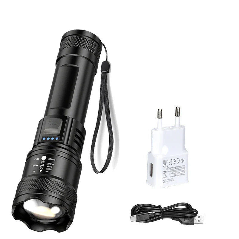 Super Bright Flashlight USB Rechargeable LED Long Range---