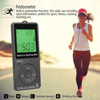 Portable AM/FM Mini Sports Radio with Pedometer & LED Display – Pocket Radio for Walking & Running