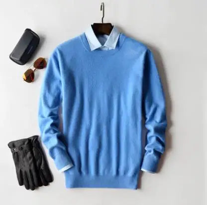 Men's Classic Cashmere Cotton Pullover Sweater – V-Neck & O-Neck