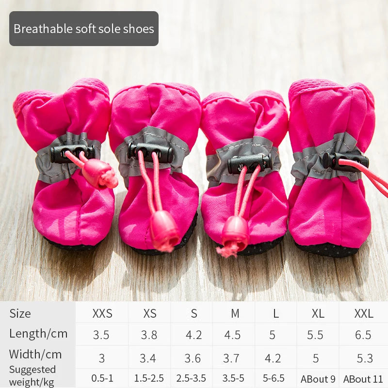 Waterproof Pet Dog Shoes – 4pcs/set | Anti-Slip Rain Boots for Small Dogs & Cats