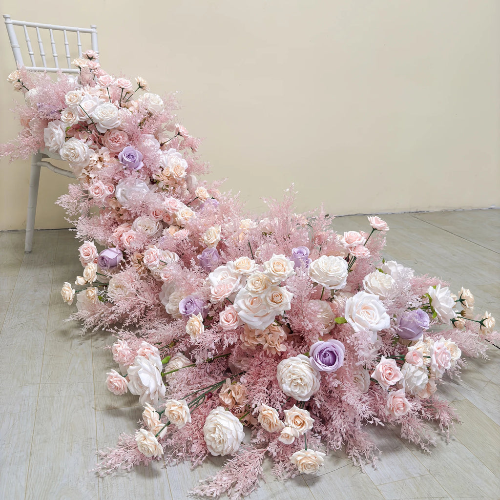 Artificial Mixed Rose & Hydrangea Flower Row – Wedding Backdrop & Event Wall Décor