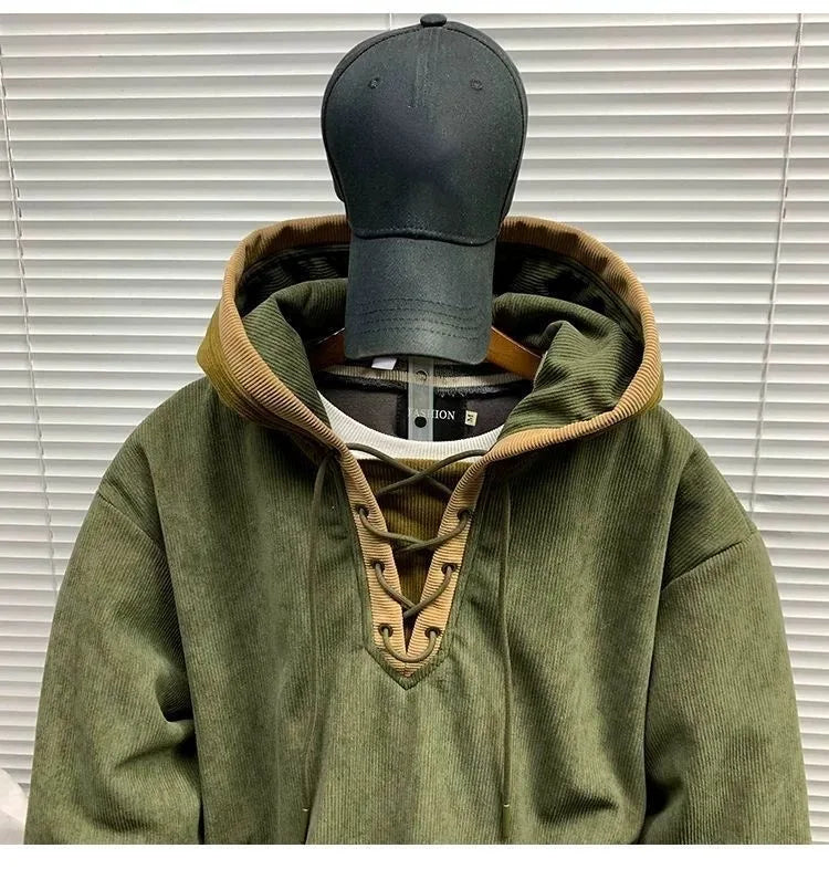 Men's Retro Solid Colour Hoodie — Casual Fleece Pullover (L–4XL)