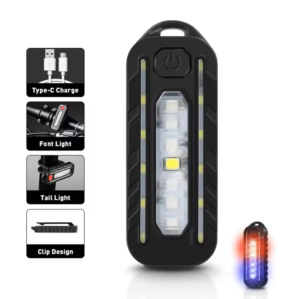 USB Rechargeable LED Torch – 5 Modes, Red/Blue Warning Flash & Shoulder Clip