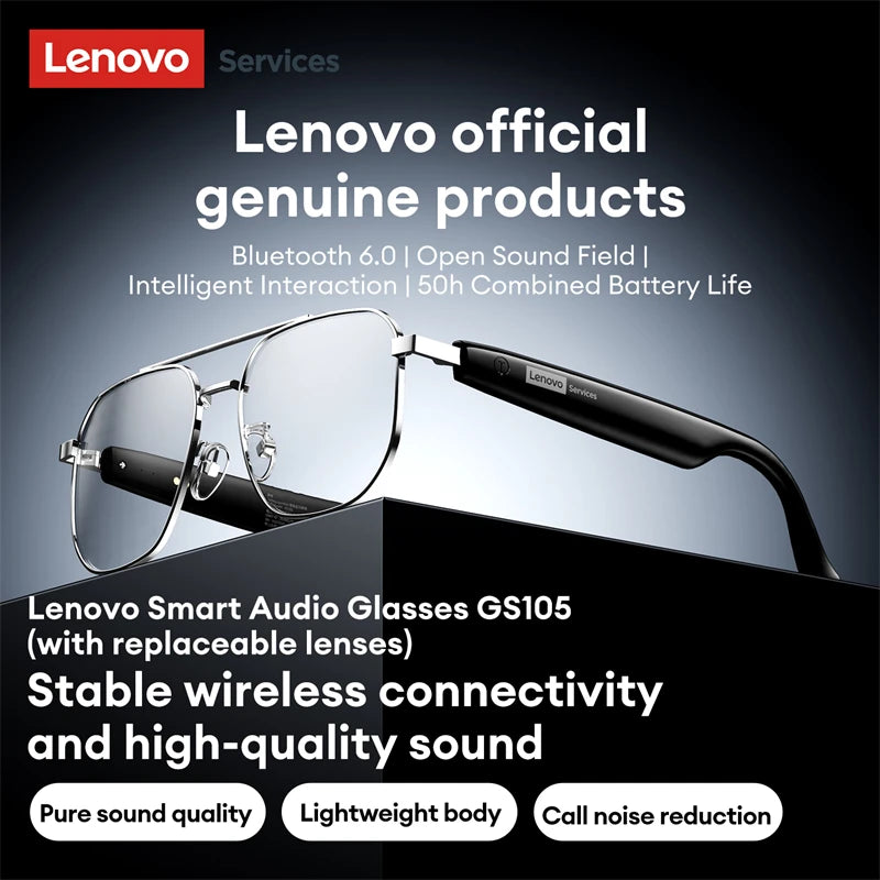 Lenovo GS105 Smart Audio Glasses | Bluetooth 6.0, ENC Noise Cancellation & HD Calls