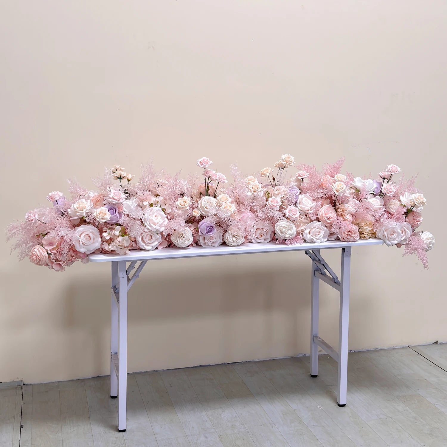 Artificial Mixed Rose & Hydrangea Flower Row – Wedding Backdrop & Event Wall Décor