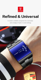 POEDAGAR 857 Men's Rectangular Stainless Steel Quartz Watch