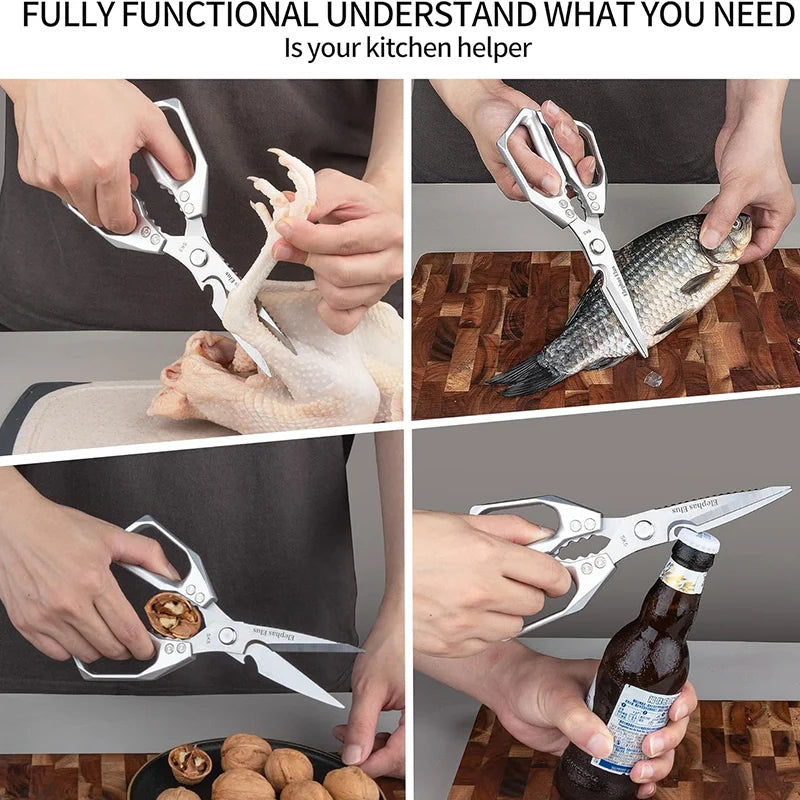 Multifunctional Kitchen Scissors – Stainless Steel Food & Bone Scissors