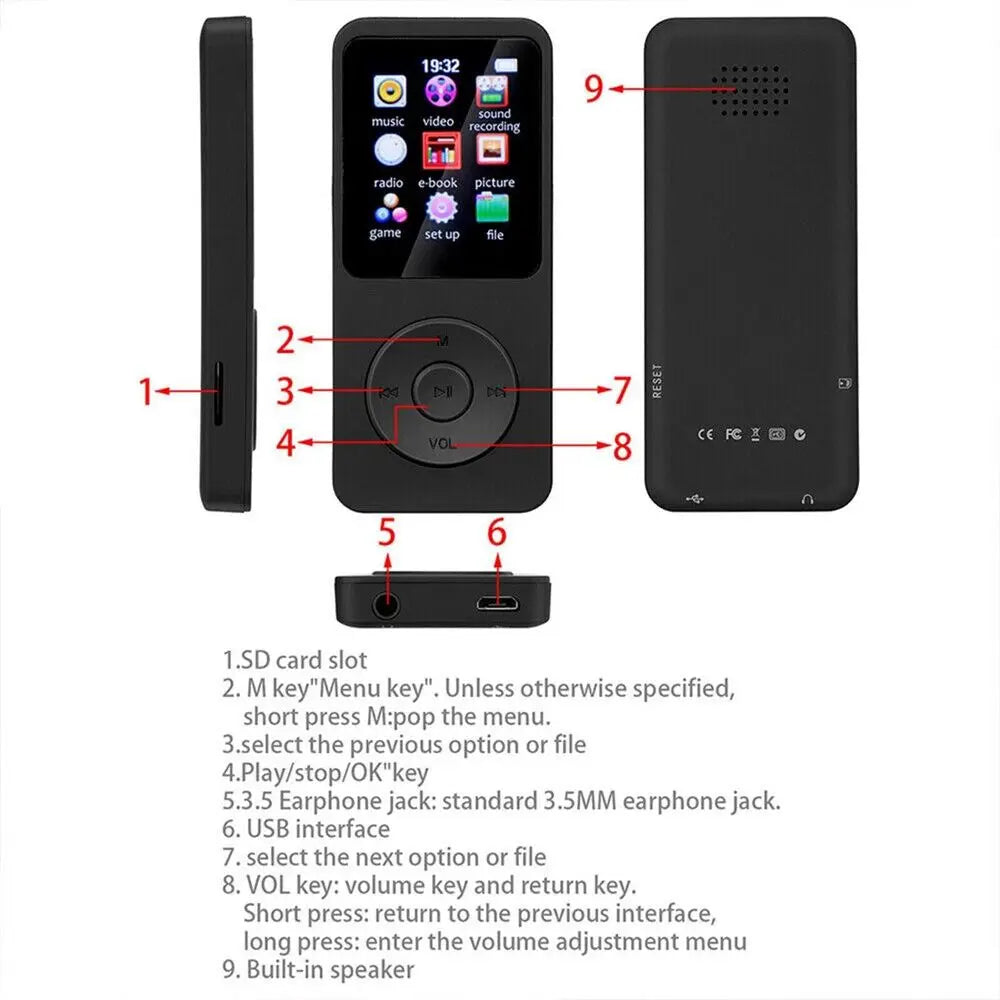 Bluetooth MP3 MP4 Lossless Music Player – FM Radio, Voice Recorder & E-Book Reader