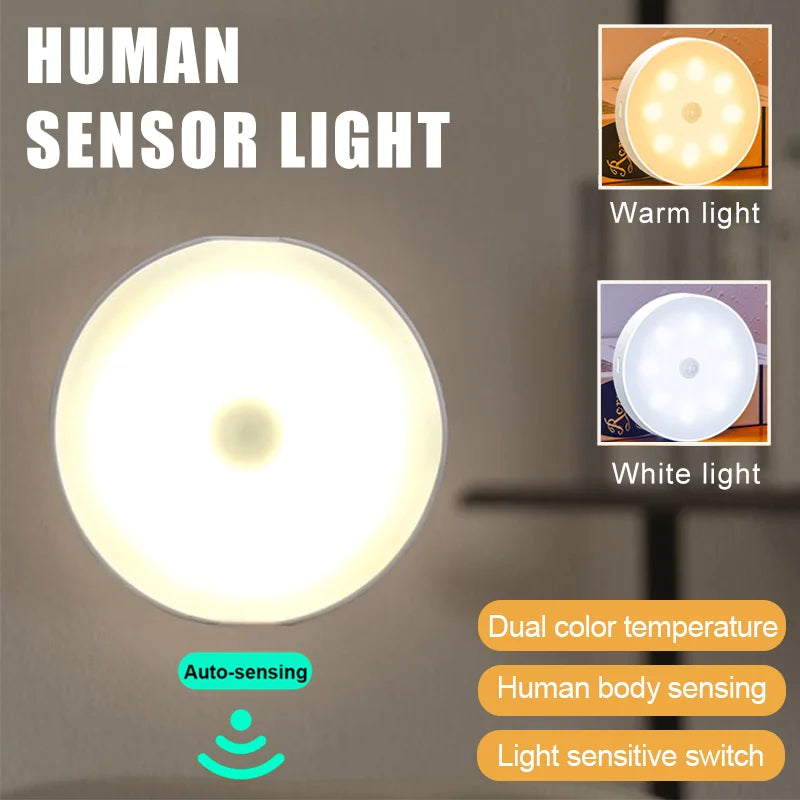 Wireless Motion Sensor Night Light – USB Rechargeable LED Puck Light