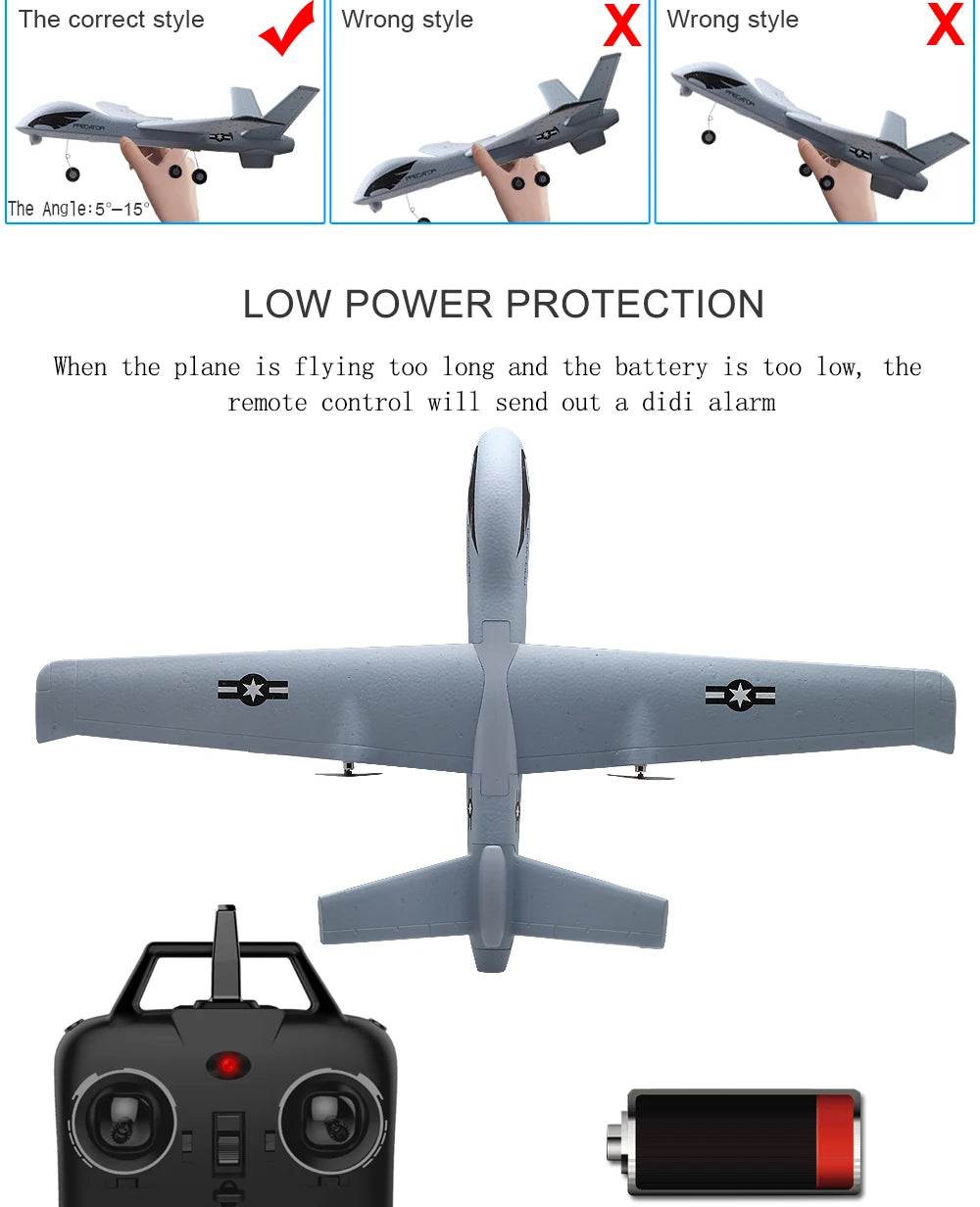 Z51 Predator RC Glider | 2.4GHz Foam Plane with LED Lights — Beginner Friendly