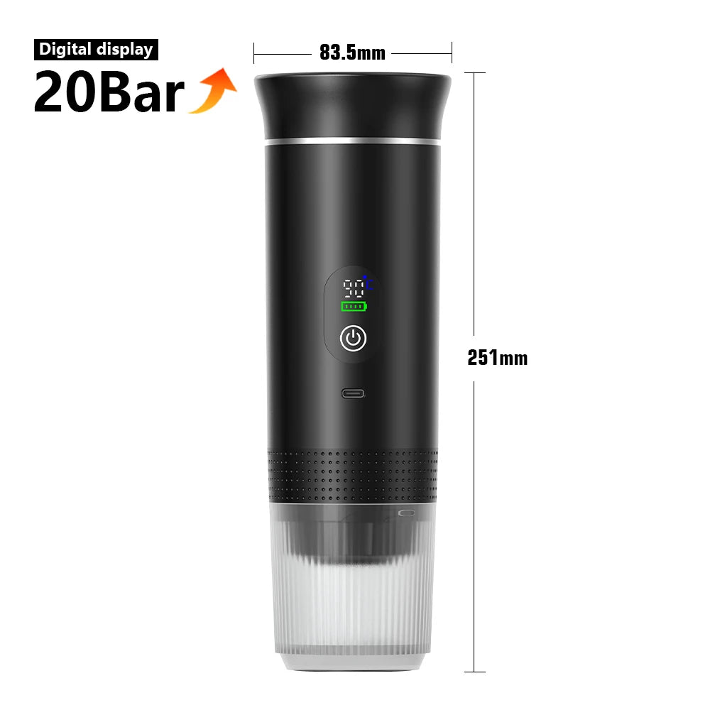 DENOKIN 3-in-1 Portable Espresso Coffee Machine — Capsule, Pod & Ground Coffee | Travel,- Camping & Home