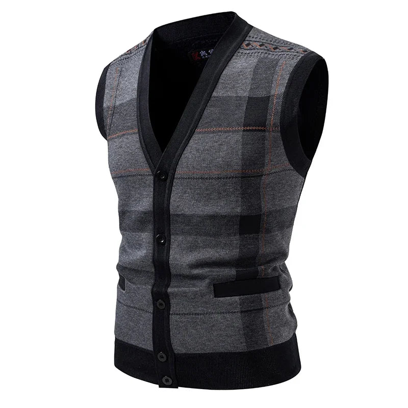 Men's Knitted Wool Vest Cardigan