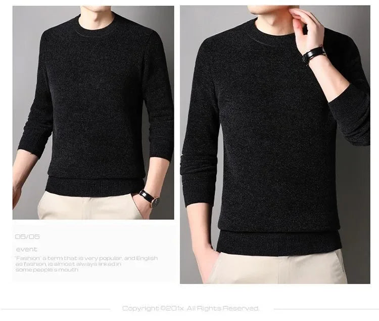 Men's Wool Blend Pullover Sweater – Warm O-Neck Knit Jumper