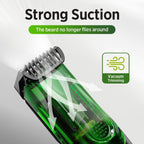 Green vacuum trimming tool with text 'Strong Suction' and 'Vacuum Trimming' on a white background