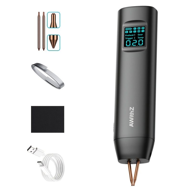 Black tattoo machine pen with accessories on a white background
