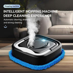 ntelligent mopping machine cleaning a wooden floor with text highlighting features.